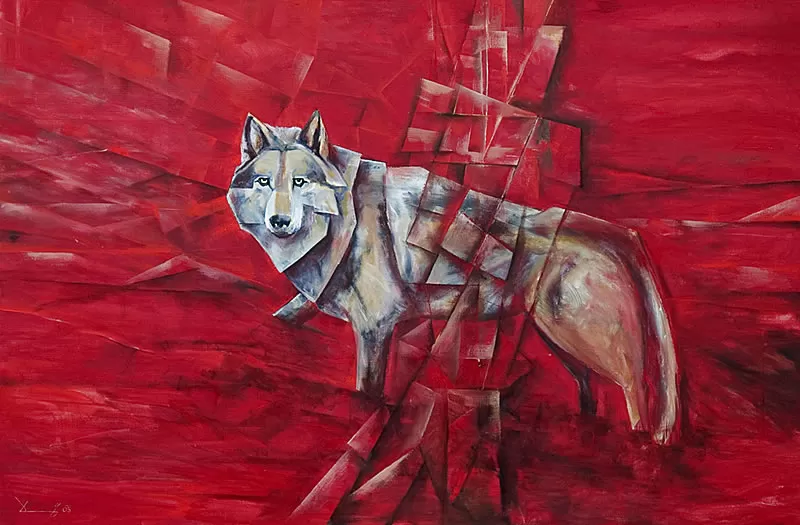 Painting from David Dvorsky named The territory of the white wolf