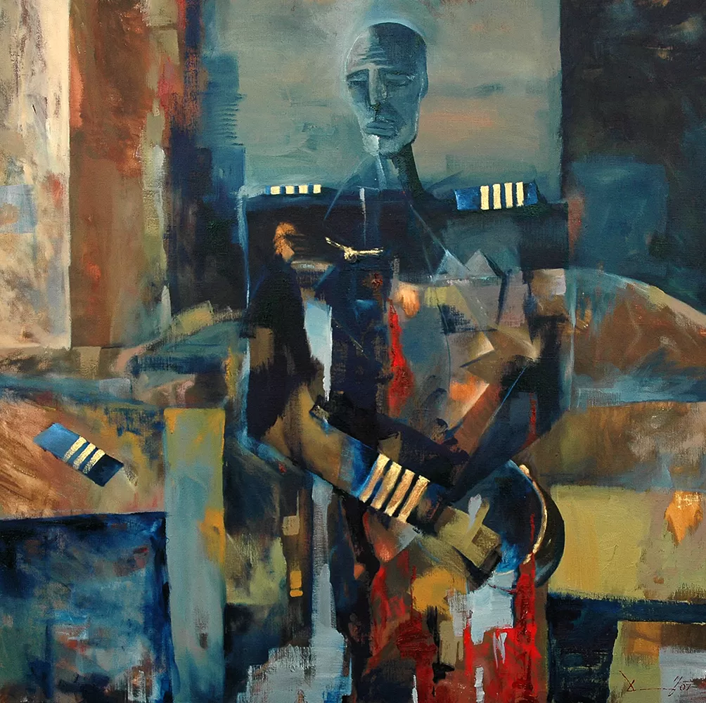 Painting from David Dvorsky named The deprival of the first officer